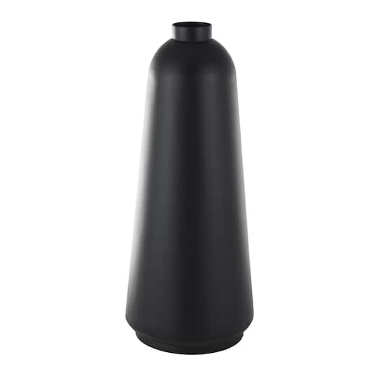 Black Metal Vase with Narrow Opening